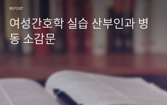 여성간호학 실습 산부인과 병동 소감문