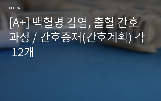 [A+] 백혈병 감염, 출혈 간호과정 / 간호중재(간호계획) 각 12개