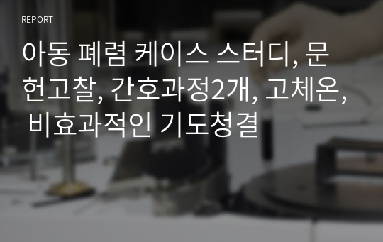 아동 폐렴 케이스 스터디, 문헌고찰, 간호과정2개, 고체온, 비효과적인 기도청결