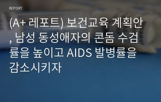 (A+ 레포트) 보건교육 계획안, 남성 동성애자의 콘돔 수검률을 높이고 AIDS 발병률을 감소시키자