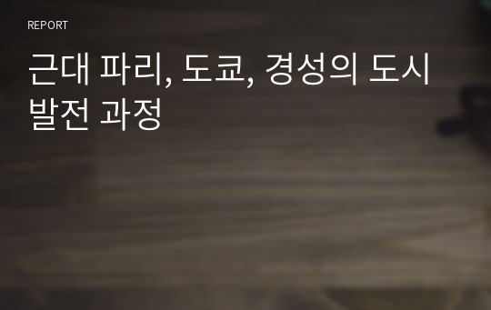 근대 파리, 도쿄, 경성의 도시발전 과정