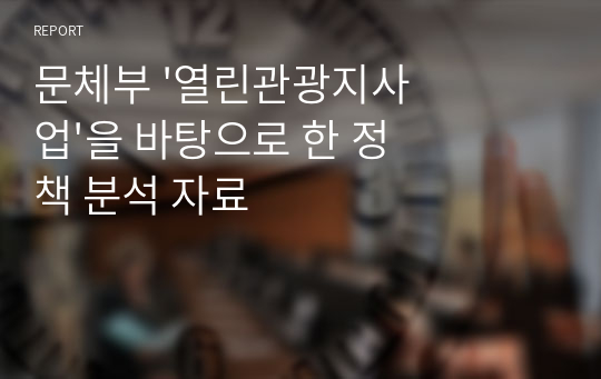 문체부 &#039;열린관광지사업&#039;을 바탕으로 한 정책 분석 자료