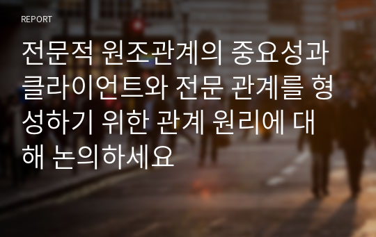 전문적 원조관계의 중요성과 클라이언트와 전문 관계를 형성하기 위한 관계 원리에 대해 논의하세요