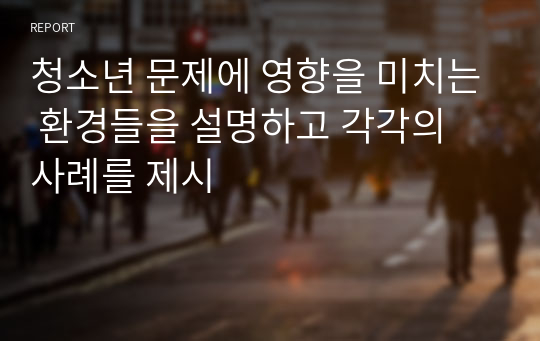 청소년 문제에 영향을 미치는 환경들을 설명하고 각각의 사례를 제시