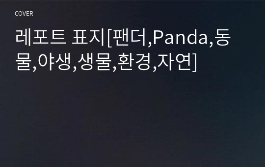 레포트 표지[팬더,Panda,동물,야생,생물,환경,자연]