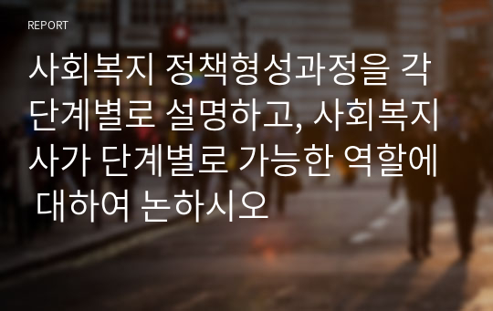 사회복지 정책형성과정을 각 단계별로 설명하고, 사회복지사가 단계별로 가능한 역할에 대하여 논하시오