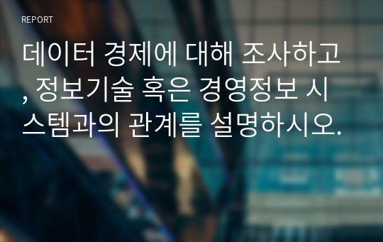 데이터 경제에 대해 조사하고, 정보기술 혹은 경영정보 시스템과의 관계를 설명하시오.