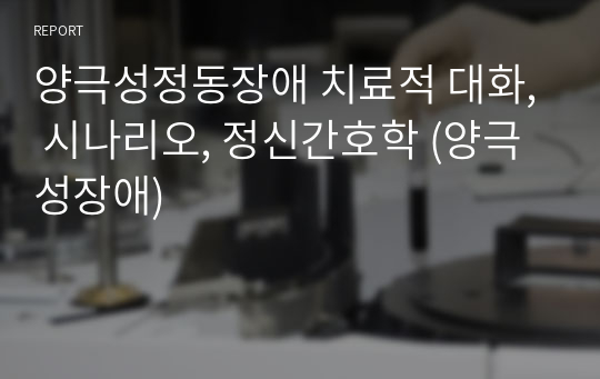 양극성정동장애 치료적 대화, 시나리오, 정신간호학 (양극성장애)