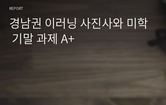 경남권 이러닝 사진사와 미학 기말 과제 A+