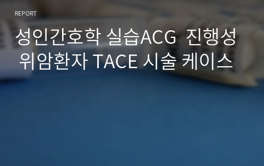 성인간호학 실습ACG  진행성 위암환자 TACE 시술 케이스