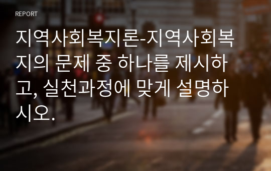 지역사회복지론-지역사회복지의 문제 중 하나를 제시하고, 실천과정에 맞게 설명하시오.