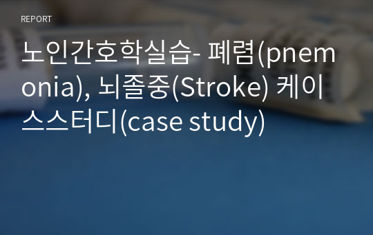 노인간호학실습- 폐렴(pnemonia), 뇌졸중(Stroke) 케이스스터디(case study)