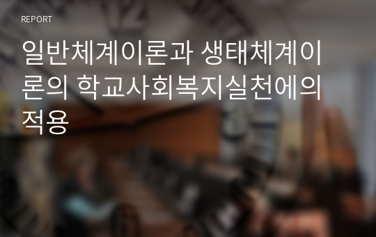 일반체계이론과 생태체계이론의 학교사회복지실천에의 적용