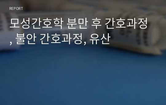 모성간호학 분만 후 간호과정, 불안 간호과정, 유산