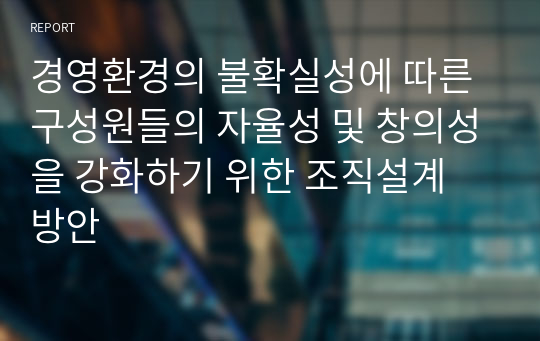 경영환경의 불확실성에 따른 구성원들의 자율성 및 창의성을 강화하기 위한 조직설계 방안