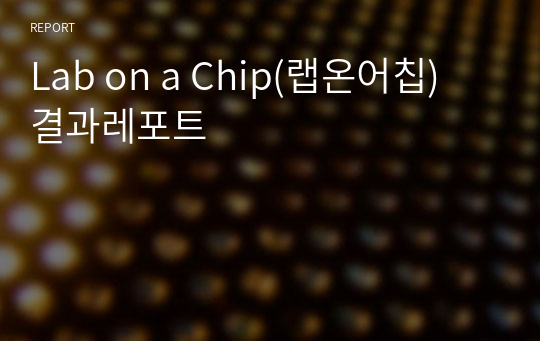 Lab on a Chip(랩온어칩) 결과레포트