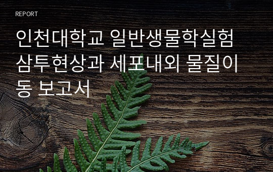 인천대학교 일반생물학실험 삼투현상과 세포내외 물질이동 보고서