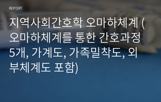 지역사회간호학 오마하체계 (오마하체계를 통한 간호과정 5개, 가계도, 가족밀착도, 외부체계도 포함)