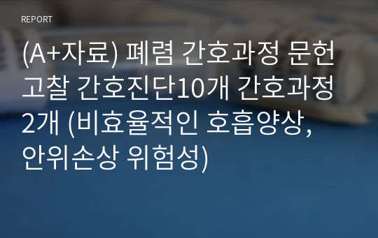 (A+자료) 폐렴 간호과정 문헌고찰 간호진단10개 간호과정 2개 (비효율적인 호흡양상, 안위손상 위험성)