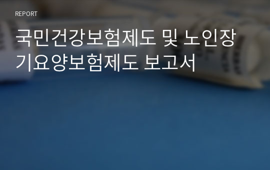 국민건강보험제도 및 노인장기요양보험제도 보고서