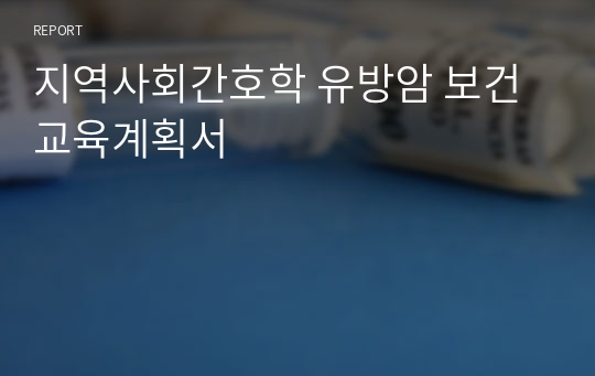 지역사회간호학 유방암 보건교육계획서