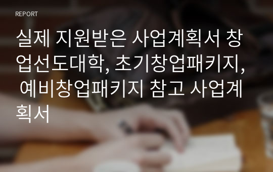 실제 지원받은 사업계획서 창업선도대학, 초기창업패키지, 예비창업패키지 참고 사업계획서