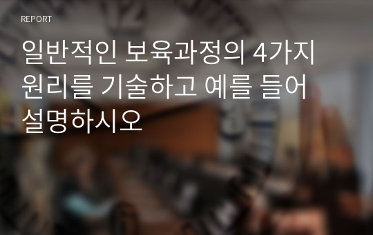 일반적인 보육과정의 4가지 원리를 기술하고 예를 들어 설명하시오