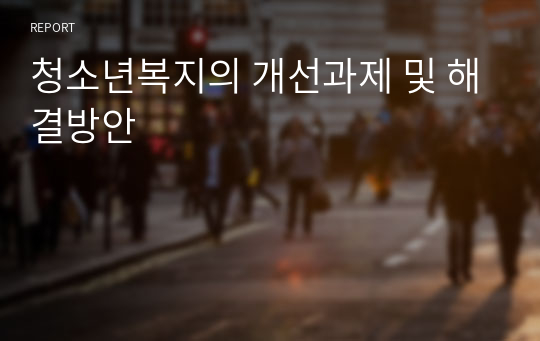 청소년복지의 개선과제 및 해결방안