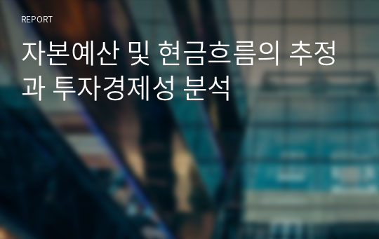 자본예산 및 현금흐름의 추정과 투자경제성 분석