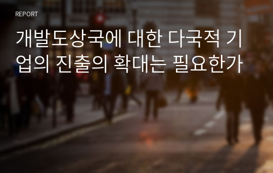 개발도상국에 대한 다국적 기업의 진출의 확대는 필요한가