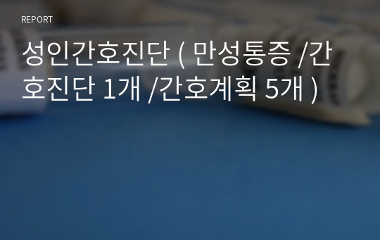 성인간호진단 ( 만성통증 /간호진단 1개 /간호계획 5개 )