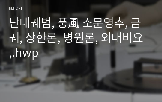 난대궤범, 풍風 소문영추, 금궤, 상한론, 병원론, 외대비요,.hwp