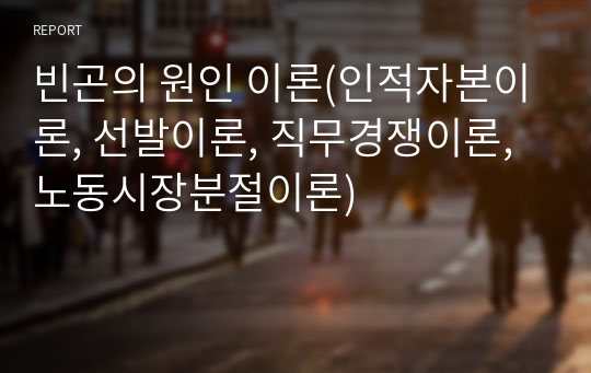 빈곤의 원인 이론(인적자본이론, 선발이론, 직무경쟁이론, 노동시장분절이론)