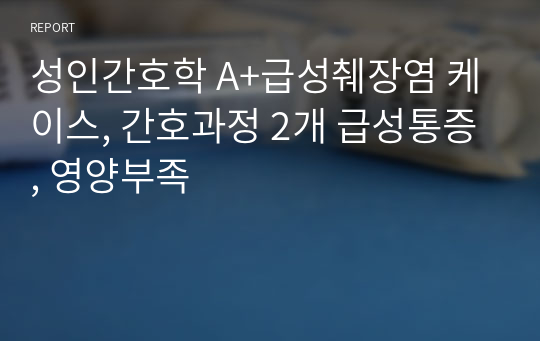 성인간호학 A+급성췌장염 케이스, 간호과정 2개 급성통증, 영양부족