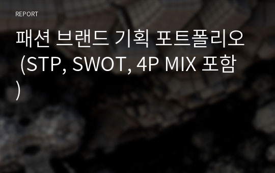 패션 브랜드 기획 포트폴리오 (STP, SWOT, 4P MIX 포함)