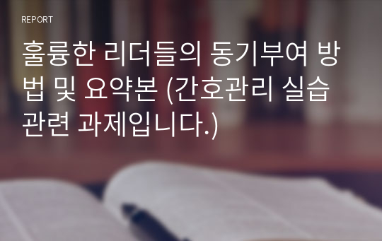 훌륭한 리더들의 동기부여 방법 및 요약본 (간호관리 실습관련 과제입니다.)