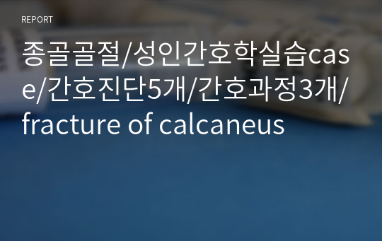 종골골절/성인간호학실습case/간호진단5개/간호과정3개/fracture of calcaneus