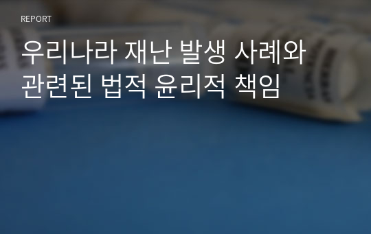 우리나라 재난 발생 사례와 관련된 법적 윤리적 책임