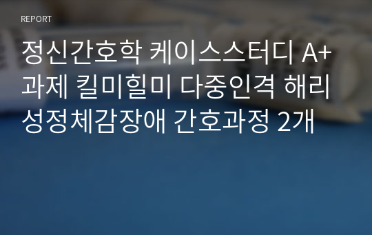 정신간호학 케이스스터디 A+과제 킬미힐미 다중인격 해리성정체감장애 간호과정 2개