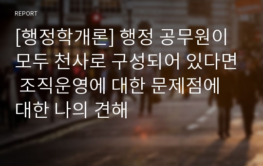 [행정학개론] 행정 공무원이 모두 천사로 구성되어 있다면 조직운영에 대한 문제점에 대한 나의 견해