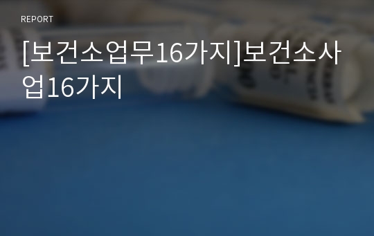 [보건소업무16가지]보건소사업16가지