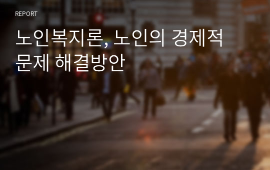 노인복지론, 노인의 경제적 문제 해결방안