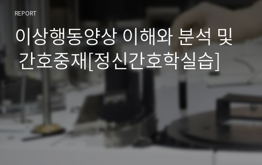 이상행동양상 이해와 분석 및 간호중재[정신간호학실습]