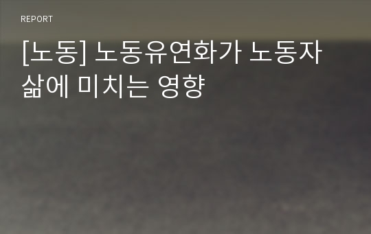 [노동] 노동유연화가 노동자 삶에 미치는 영향