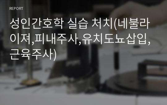 성인간호학 실습 처치(네불라이져,피내주사,유치도뇨삽입,근육주사)