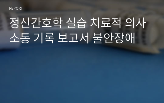 정신간호학 실습 치료적 의사소통 기록 보고서 불안장애