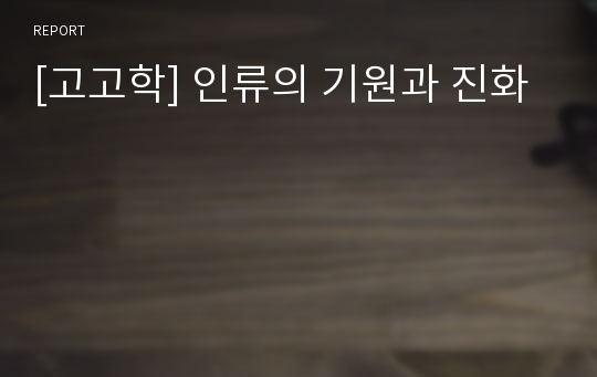 [고고학] 인류의 기원과 진화