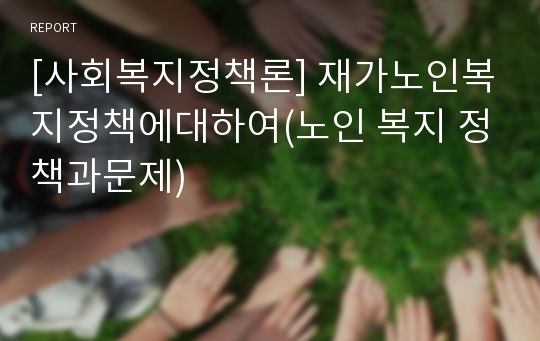 [사회복지정책론] 재가노인복지정책에대하여(노인 복지 정책과문제)