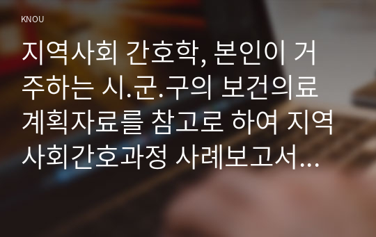 지역사회 간호학, 본인이 거주하는 시.군.구의 보건의료계획자료를 참고로 하여 지역사회간호과정 사례보고서 작성하기