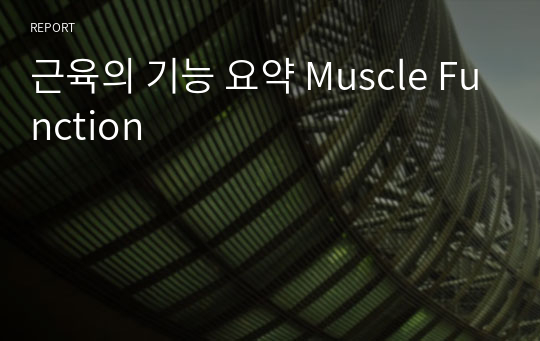 근육의 기능 요약 Muscle Function